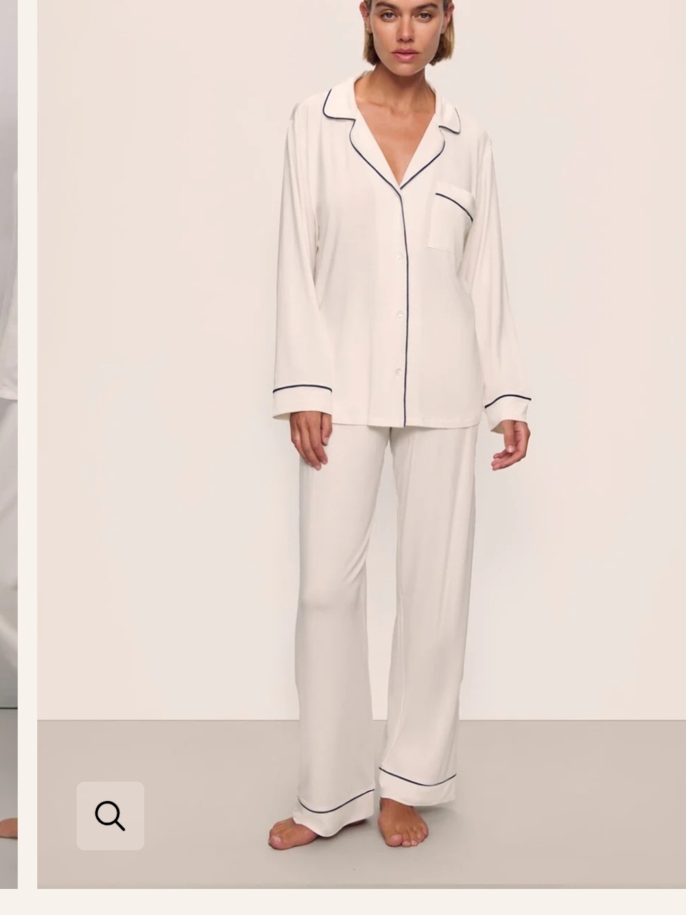 Eberjey Gisele TENCEL™ Modal Long PJ Set Pure Ivory/Navy xxl